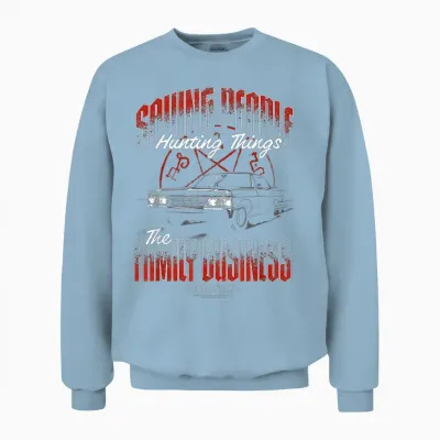 Supernatural Saving People Hunting Things Car Tv Show Unisex Sweatshirt - Light Blue