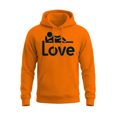 3d Love Typography with Creative Design Unisex Hoodie - Safety Orange