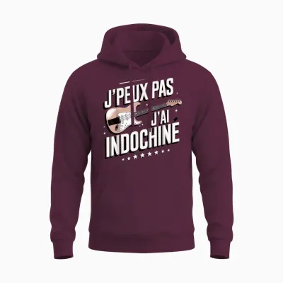 Je Peux Pas J'ai Indochine Gift Amateurs Indochine T-Shirt, Black, S Unisex Hoodie - Maroon