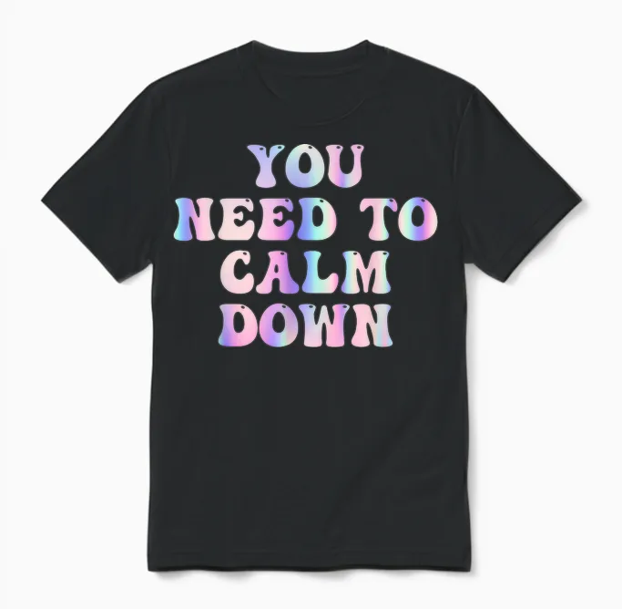 Lustiges Retro-Zitat "you Need to Calm Down", Cooles Groovy Unisex T-Shirt in Black