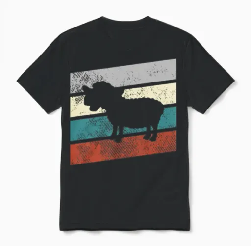 Sheep Retro Unisex T-Shirt in Black