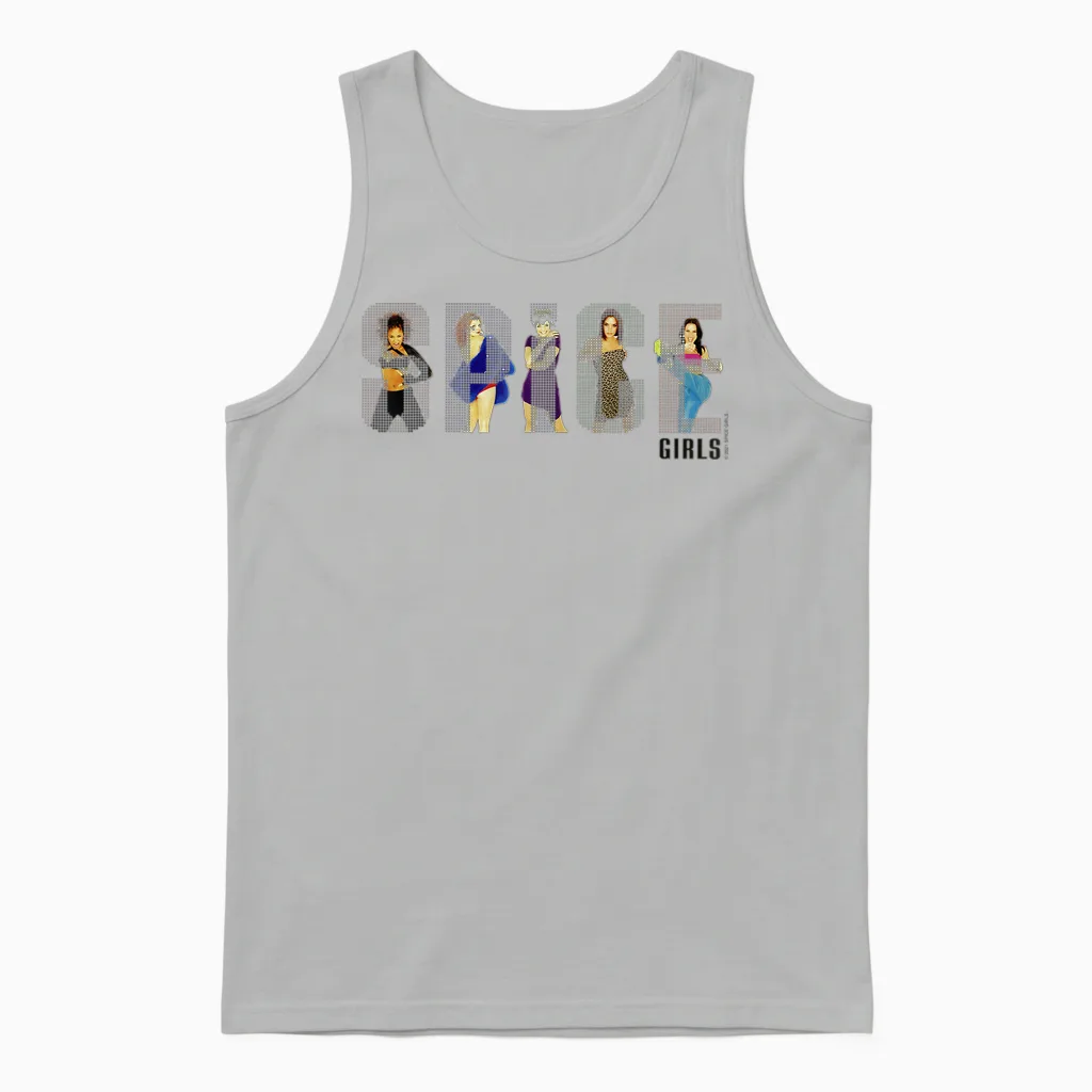 Official Spice Girls T-Shirt Album, White Unisex Tank Top in Ash