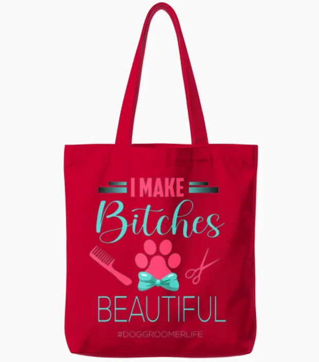 Dog Groomer Shirt Dog Grooming Outfit Funny Dog Gr Tote Bags in Red