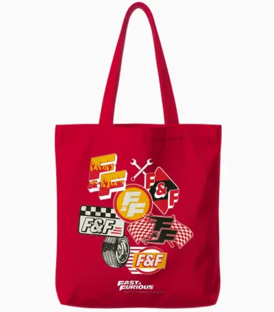 F&f Icons, Fast and Furious T-Shirt Film Derivatives Tote Bags - Red