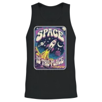 Rocket to Space | Retro Space Unisex Tank Top - Black – 2