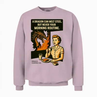 Dragon Melts Steel, Not Your Routine | Coffee Meme Unisex Sweatshirt - Light Pink