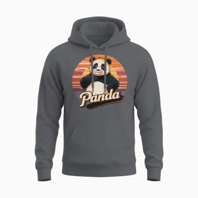 Funny Panda Retro Vintage Unisex Hoodie - Charcoal