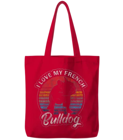 Dog Bulldog Dog Owner Mistress Tote Bags - Red