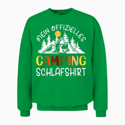 Official Sleep Shirt Camping Pyjamas Camping T-Shirt, Black Unisex Sweatshirt - Irish Green