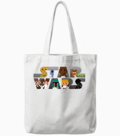 Star Wars Kawaii Logo Multi-Character Tote Bags - White