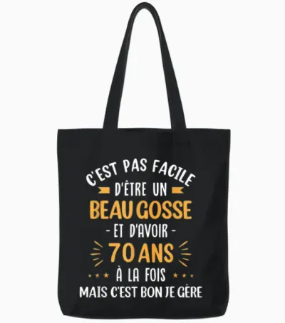 Funny Gift Idea Man 70 Years Birthday Party Beau Gosse Tote Bags - Black