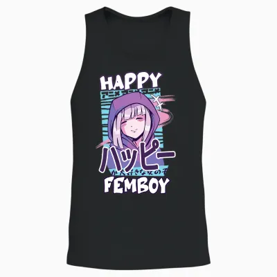 Happy Femboy Anime Femboy Set – Cute Gift – Sissy Unisex Tank Top - Black