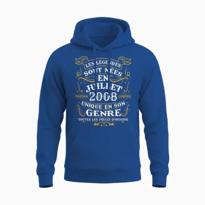 Vintage Cadeau D'anniversaire 18 Ans Nés En Juillet 2008 Unisex Hoodie - Royal