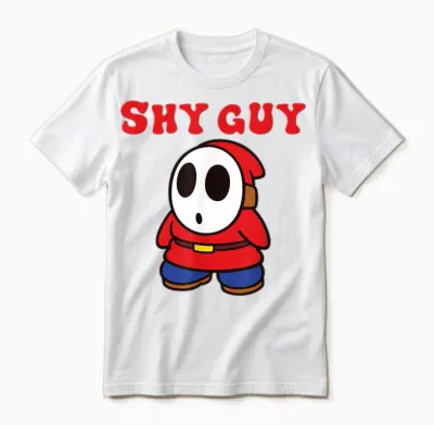 Super Mario Bros Shy Guy Simple Retro Nintendo Icon Unisex T-Shirt - White