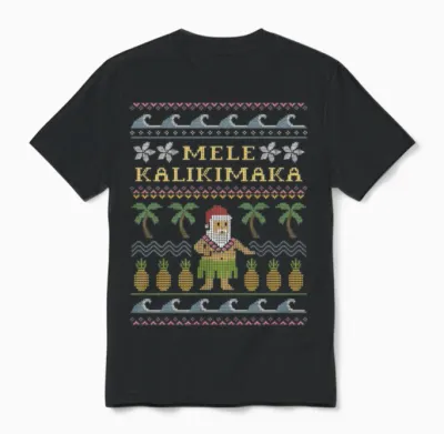 Mele Kalikimaka Christmas Unisex T-Shirt - Black