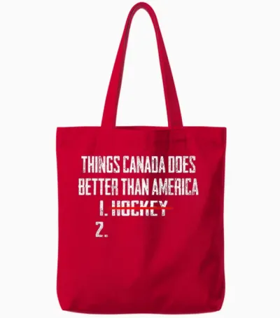 Things Canada Does Better Than America 1 Hockey 2 Funny Tote Bags - Red