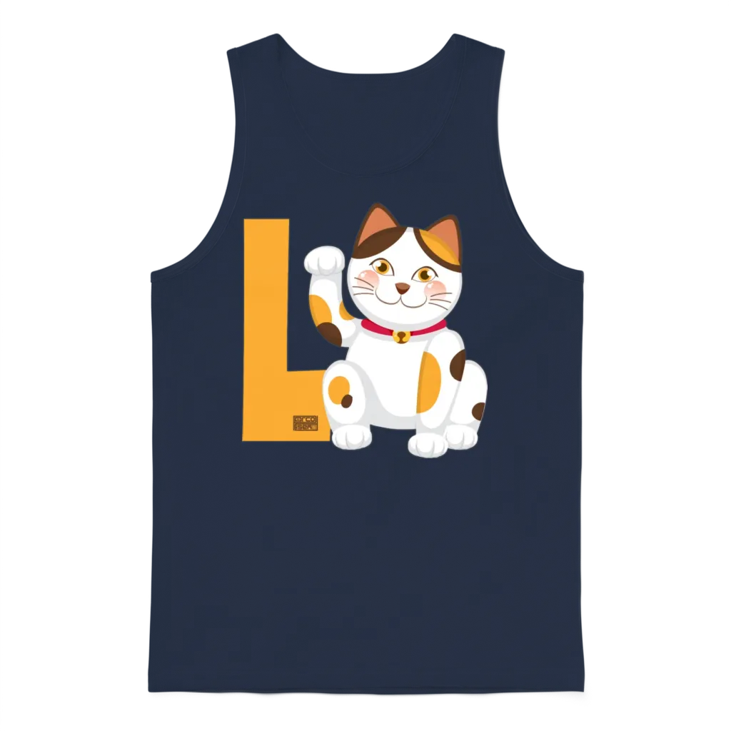 Funny Laugh Lmao Manekineko Chinese Lucky Cat Puns Unisex Tank Top - Navy