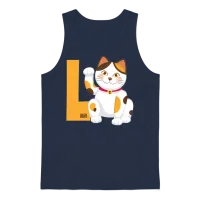 Funny Laugh Lmao Manekineko Chinese Lucky Cat Puns Unisex Tank Top - Navy – 1
