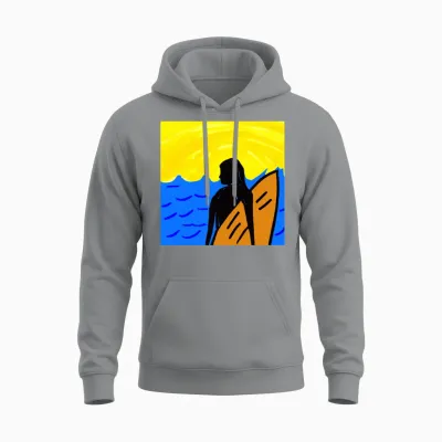 Female Surfer Girl in the Bright Sunshine Unisex Hoodie - Sport Grey