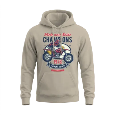 Motocross Retro Classic Motorcycle Unisex Hoodie - Sand