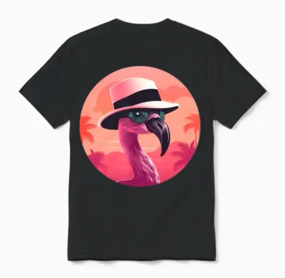 Style Flamingo Lovers Retro Unisex T-Shirt - Black