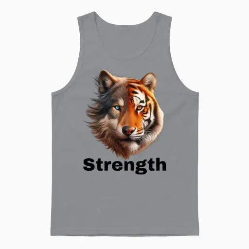 Tiger/wolf Strength Wildlife Gift Unisex Tank Top in Sport Grey