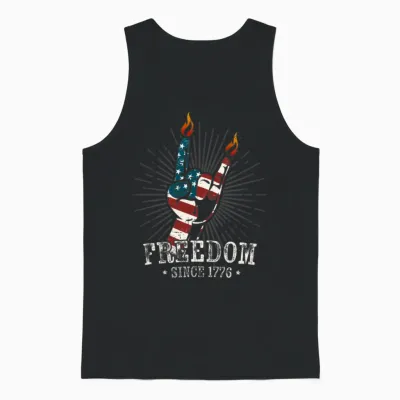 Cool Usa 4th July Freedom Devil Horns Metal Fork Unisex Tank Top - Black