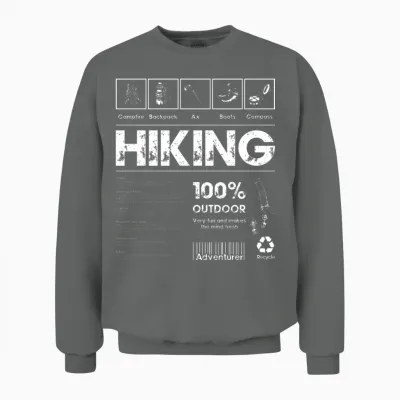 Hiking 100% Outdoor Adventure Unisex Sweatshirt - Graphite Heather