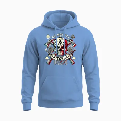 Stunde Des Siegers - Böhser Totenkopf Für Rocker Unisex Hoodie - Carolina Blue