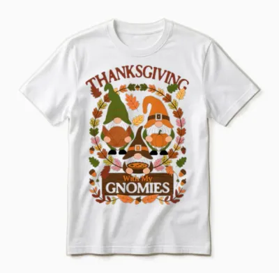 Thanksgiving with My Gnomies Funny Thanksgiving Unisex T-Shirt - White