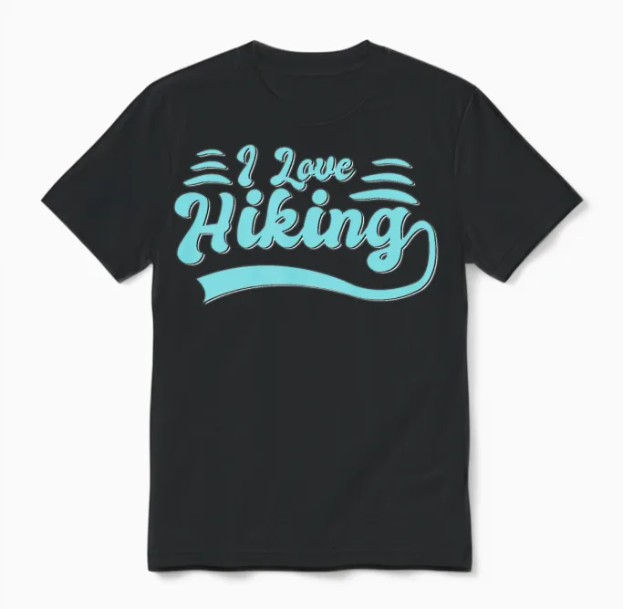 I Love Hiking - & Outdoors Unisex T-Shirt in Black