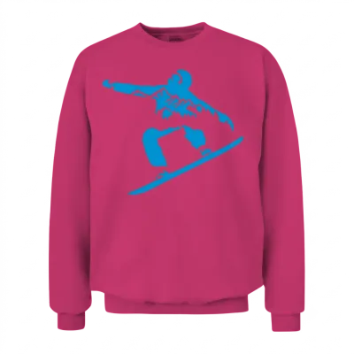 Snowboarding, Snowboarder and Mountains Unisex Sweatshirt - Heliconia