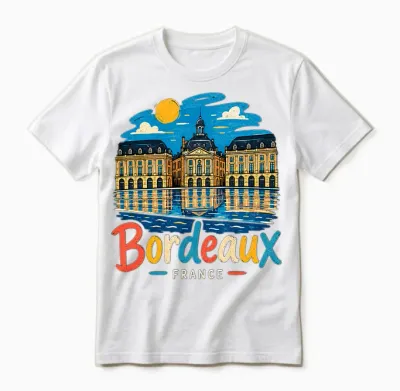 Cadeau Souvenir De Voyage Bordeaux France Dessiné à La Main T-Shirt Haut De Gamme Unisex T-Shirt - White