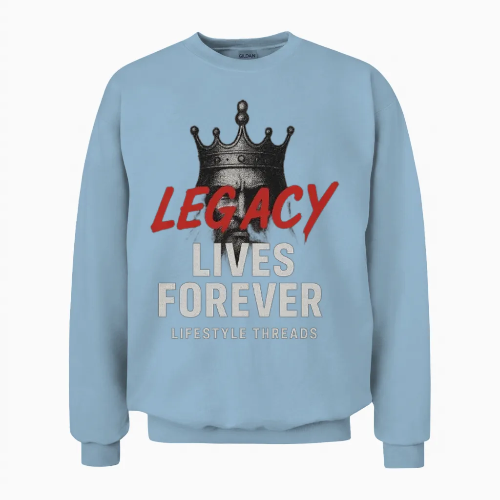 Legacy Tee with Crowned Warrior Design Unisex Sweatshirt in Light Blue