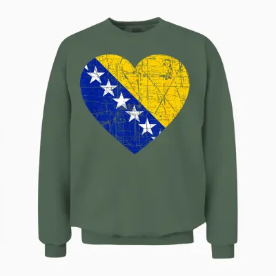 Bosnien Geschenk Flagge Bosnia Vintage Herzegowina Sarajevo Unisex Sweatshirt - Military Green