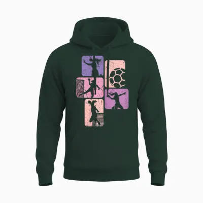 Handball Retro Handball Player Girls T-Shirt, Black Unisex Hoodie - Forest