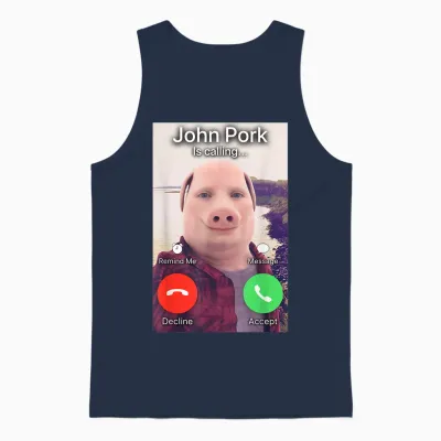 John Pork T-Shirt, Black, S Unisex Tank Top - Navy