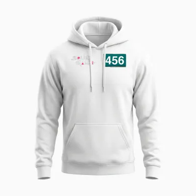 Children's Squid Game Player 456 Number and Logo Children's Unisex Hoodie - White