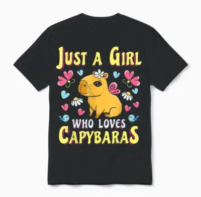 Capybaras Adorable Capybara Gift for Animal Lovers Capybara Girl Unisex T-Shirt - Black