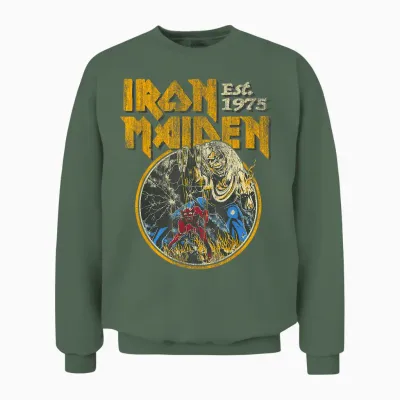 Iron Maiden - Vintage Beast Circle Red Unisex Sweatshirt - Military Green