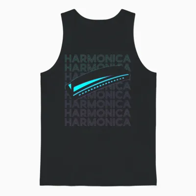 Harmonica Player Harmonicist Retro Unisex Tank Top - Black