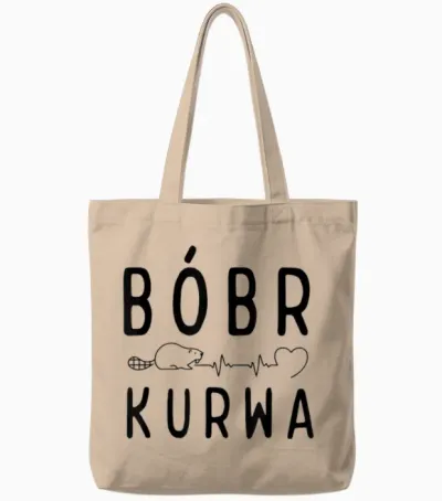 Polish Biber with "bober Kurwa" "yes Pierdole Bobr" T-Shirt, White, S Tote Bags - Natural