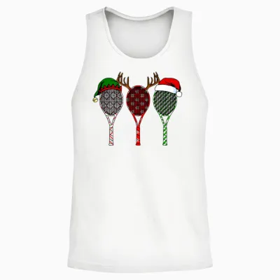 Tennis Merry Chistmas 3 Tennis Racket Christmas Unisex Tank Top - White