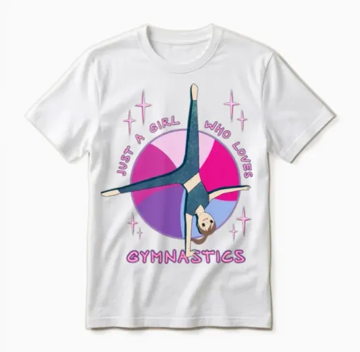 Funny Gymnast Anime Girl Cartwheel Gymnastics Star Unisex T-Shirt in White
