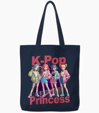 K-Pop Korean Princess Pop Music Idol Group Concert Band Girl Tote Bags - Navy