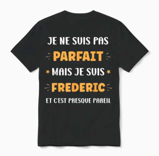 First Name I'm Not Perfect but I'm Frederic T-Shirt, Black, S Unisex T-Shirt in Black
