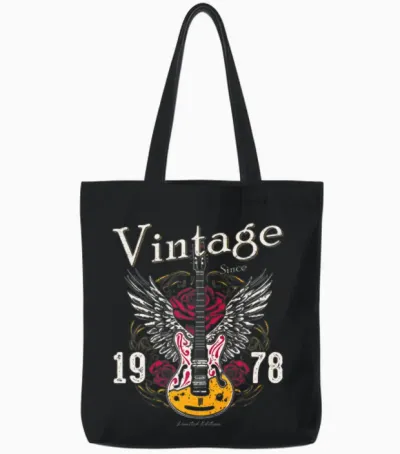 Vintage Since 1978 – Rocking 47 Years Loud Tote Bags - Black