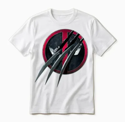 Marvel Studios Deadpool & Wolverine Slashed Icon with Claws T-Shirt, Black, S Unisex T-Shirt - White