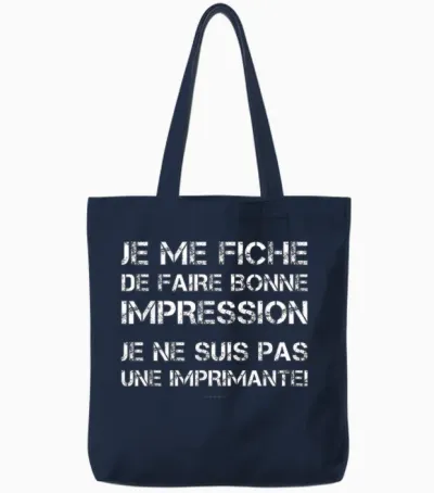 Men's T-Shirt with "je Me Plug" Design [french Language], Black Tote Bags - Navy