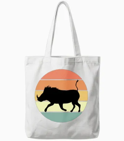 Retro Warthog Tote Bags - White